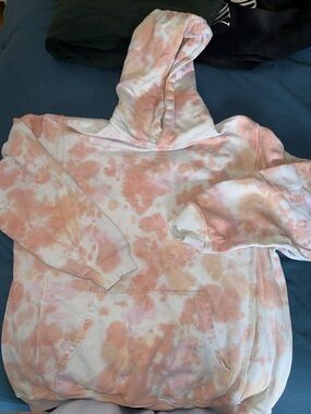 aerie Pink and White Tie-Dye Hoodie
